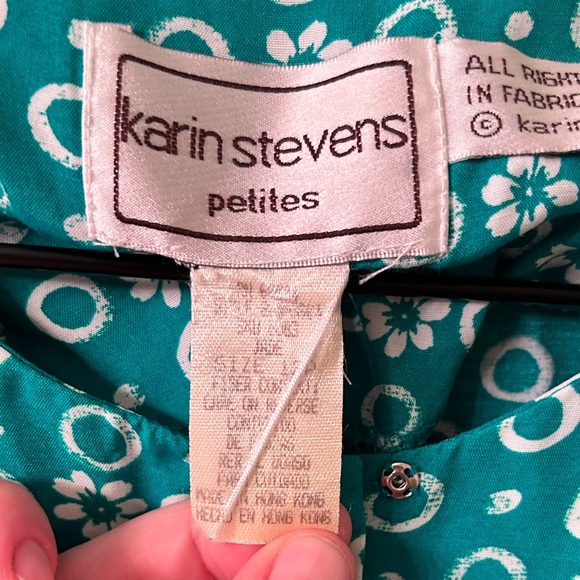 KARIN STEVENS VTG 80s Drop Waist Puff Sleeve Dress. Size 12 Petites - Picture 4 of 7